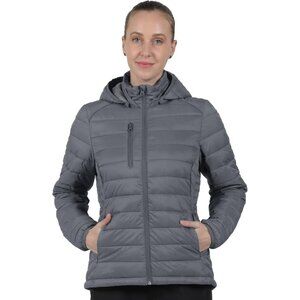 Women's Puffer Jacket Synthetic Insulated Down Quilted Lightweight Coat with Hoo